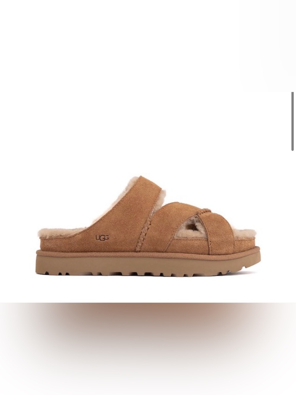 Womens UGG® Greenport Cross Strap Slide Sandal - Chestnut Size 9